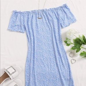 Shoulder off trim bodycon dress